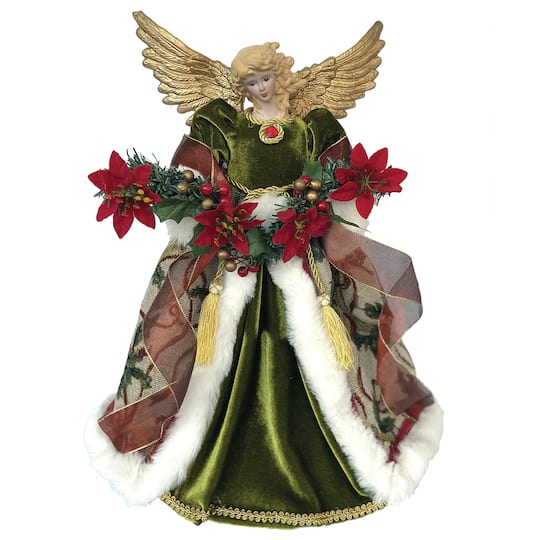 Santa's Workshop 16" Poinsettia Angel Tree Topper By Santasworkshop | 12" x 9" x 16" | Michaels®